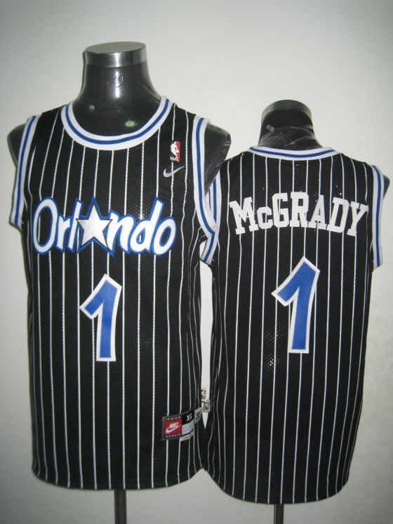  NBA Orlando Magic 1 McGrady Black Throwback Swingman Jersey